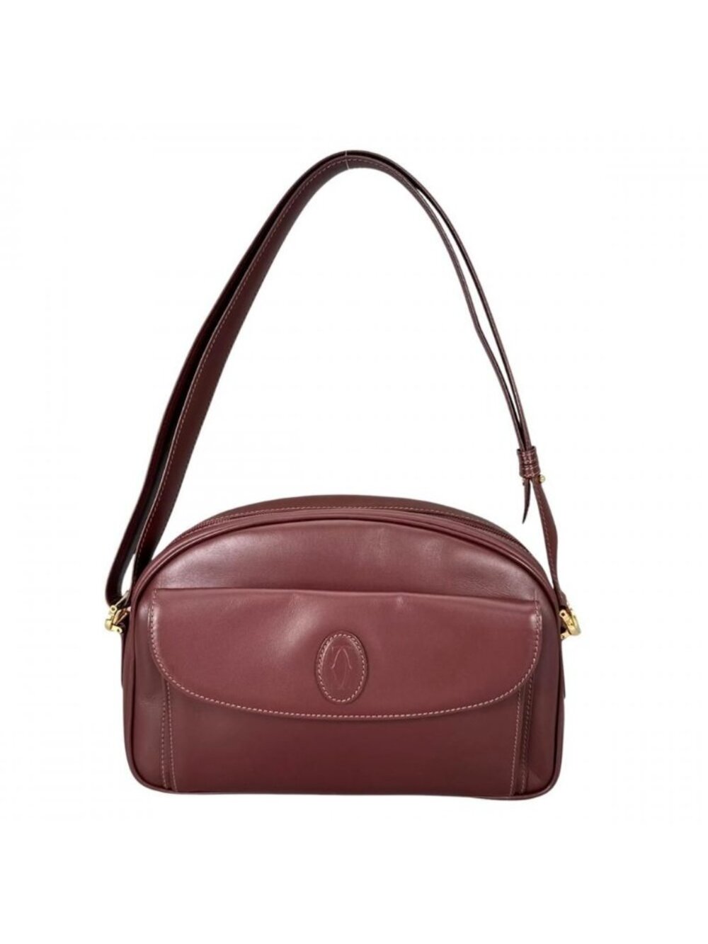 Cartier Shoulder Bag Must Line Vintage 2C Logo Leather Bordeaux